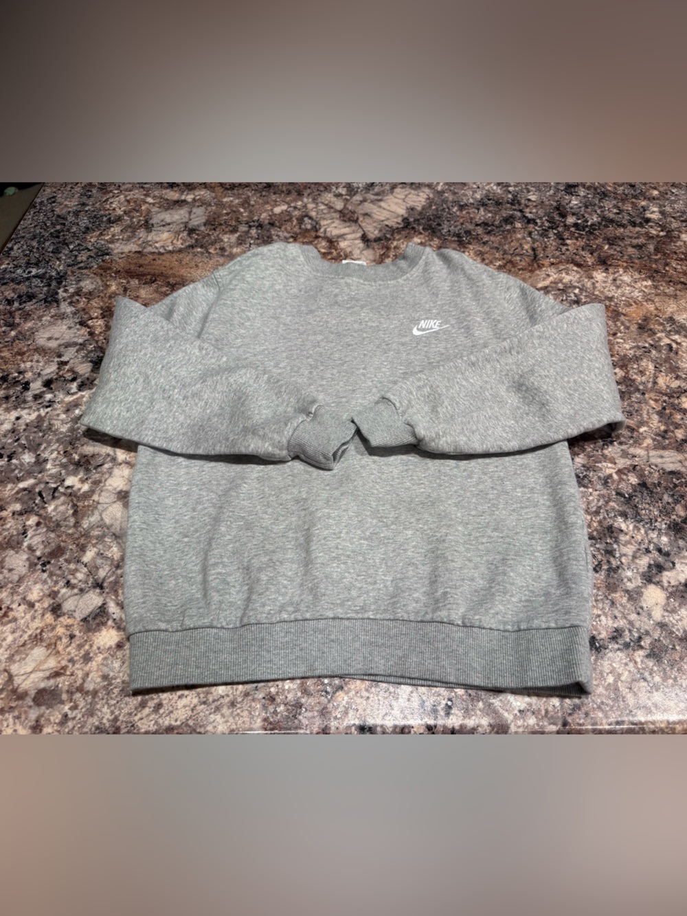 Nike Kid’s Heather Gray Crewneck Sweatshirt with White Swoosh